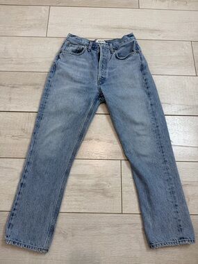 AGOLDE High Rise Straight Leg Jeans Size 26 Light Wash Button Fly Vintage Style